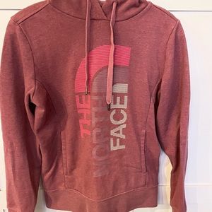 Ladies Northface pink hoodie with logo
